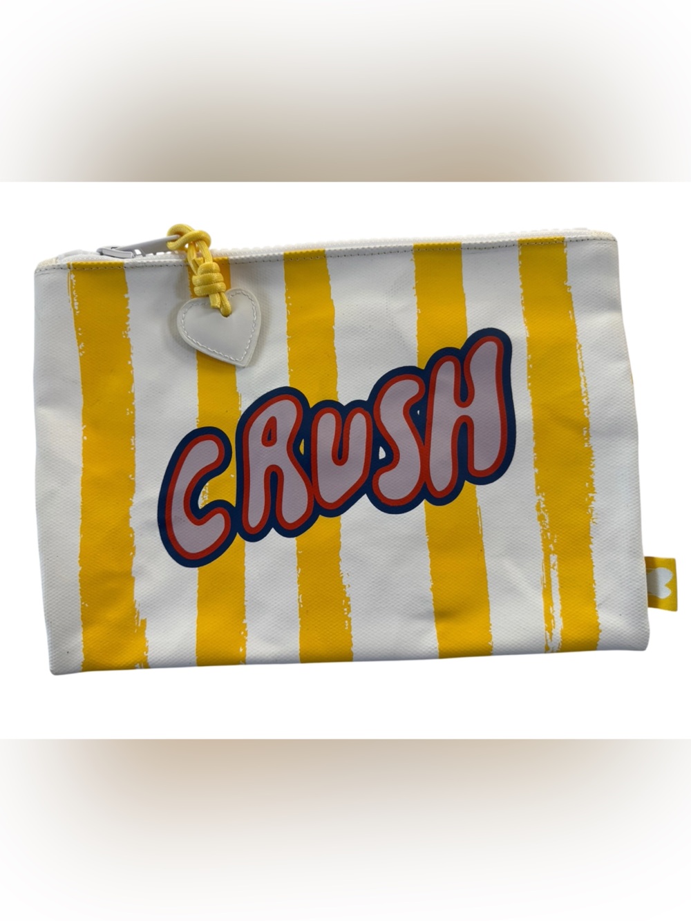 NWT Kerri Rosenthal “CRUSH” The Pouch Yellow Stripe $98 Toiletry Cosmetic #NE70